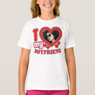 T-shirt I Love My Boyfriend Photo personnalisée Coeur