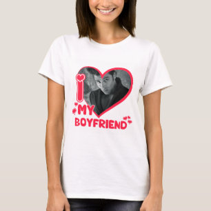T-shirt I Love My Boyfriend Photo personnalisée Coeur Love