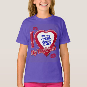 T-shirt I Love My Boyfriend Photo Red Heart Kiss Purple