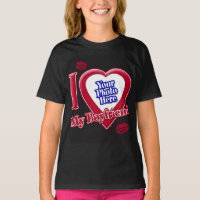 I Love My Boyfriend Photo Red Heart Lips Black T-S