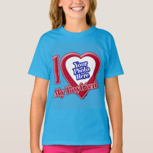 T-shirt I Love My Boyfriend Photo Red Heart Turquoise