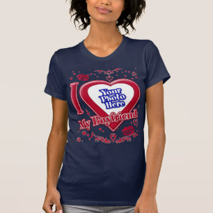 T-shirt I Love My Boyfriend Photo Red Hearts Marine