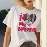 T-shirt I Love My Boyfriend Red Heart Photo personnalisée<br><div class="desc">I Love My Boyfriend Heart Photo personnalisée</div>