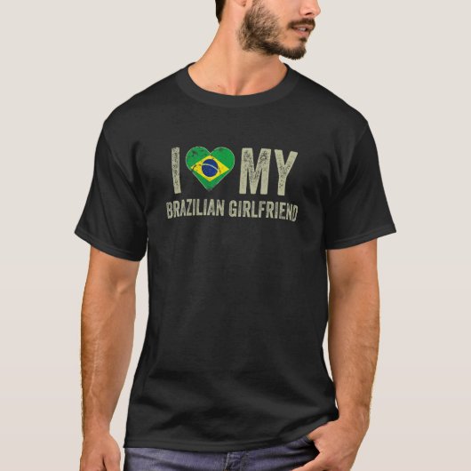T-shirt I Love My Brazil Girlfriend Brésil Drapeau Boyfri (Devant)