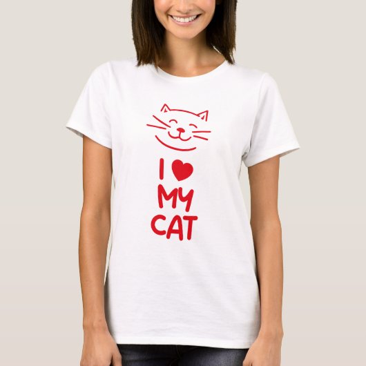 T-shirt I love my cat (Devant)