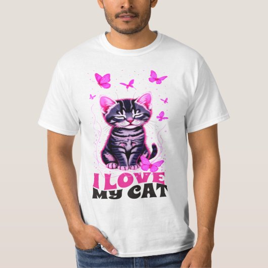 T-SHIRT I LOVE MY CAT NIEUWE MODE DESIGNER T-SHIRT (Voorkant)
