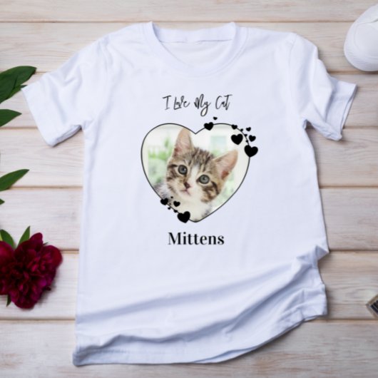 T-shirt I Love My Cat Personalized Heart Pet Photo