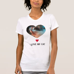 T-shirt I Love My Cat & Red Heart Art Clip & Photo personn