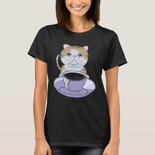 T-shirt I Love My Coffee and Exotic Shorthair Cat (Devant)