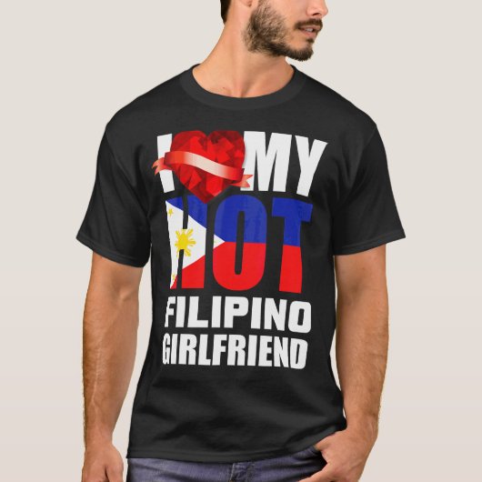 T-shirt I Love My Crazy Filipino Girlfriend Crystal Heart (Devant)