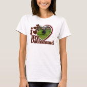 T-shirt I Love My Dachshund Custom Pink Heart Photo (Devant)