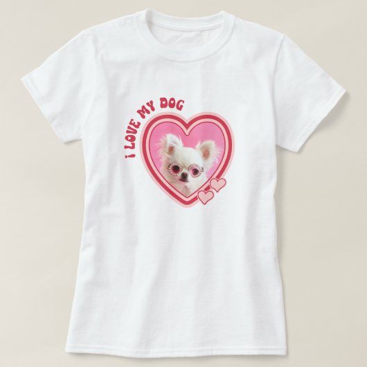 T-shirt I Love My Dog Custom Photo (Design devant)