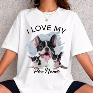 T-shirt I Love My Dog Custom Photo Pet Cat Personalized