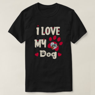 T-shirt I Love My Dog Paw Photo personnalisée