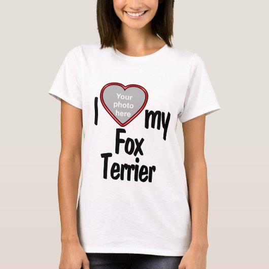 T-shirt I Love My Fox Terrier - Coeur mignon Photo Cadre C (Devant)