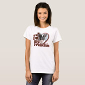 T-shirt I Love My Frenchie Custom Pink Heart Photo (Devant entier)