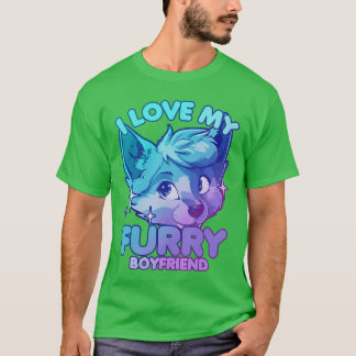 T-shirt I Love My Furry Boyfriend Anthropomorphism Fursuit