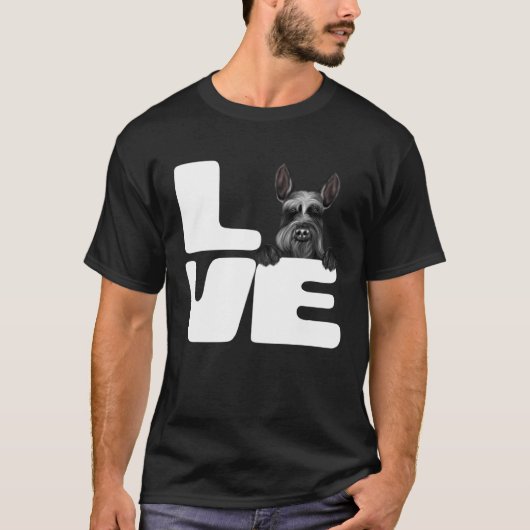 T-shirt I Love My Giant Schnauzer Dog (Devant)