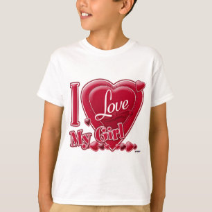 T-shirt I Love My Girl rouge - coeur