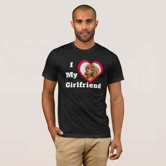 T-shirt I Love My Girlfriend Base Photo personnalisée (Devant entier)