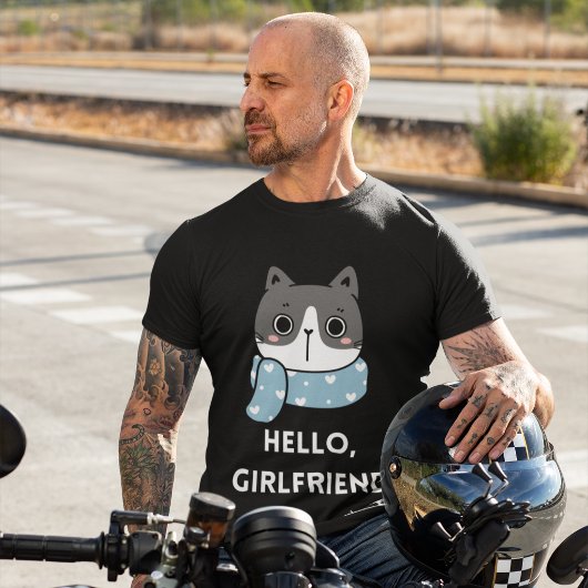 T-shirt I Love My Girlfriend Custom Text Homme's Cat T-shi