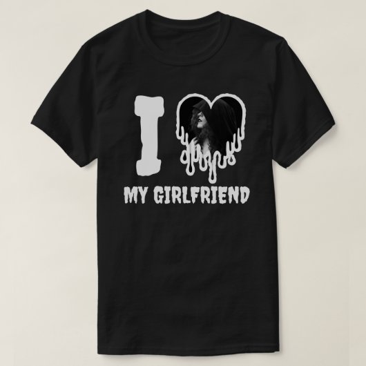 T-shirt I Love My Girlfriend Gothic White Heart Photo (Design devant)