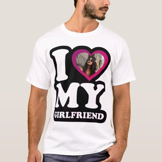 T-shirt I Love My Girlfriend Miami - Photo personnalisée T (Devant)