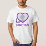 T-shirt I Love My Girlfriend Photo<br><div class="desc">Créez votre propre t-shirt violet I Love My Girlfriend Photo Text avec ce modèle de chemise violet moderne et drôle avec une police sans serif cool et une photo de petite amie dans un immense coeur violet. Ajoutez votre propre photo, votre nom ou tout texte personnalisé. Faites votre propre cadeau...</div>
