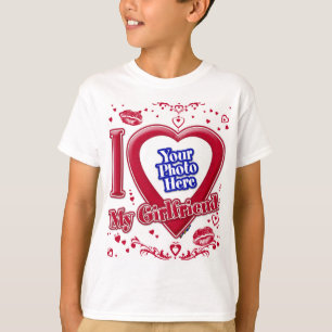 T-shirt I Love My Girlfriend Photo Coeurs rouges