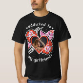 T-shirt I Love My Girlfriend Photo Heart Custom Black (Devant)