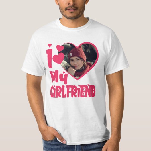 T-shirt I Love My Girlfriend Photo personnalisée (Devant)