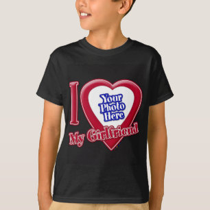 T-shirt I Love My Girlfriend Photo Red Heart Black