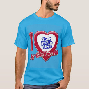 T-shirt I Love My Girlfriend Photo Red Heart Turquoise