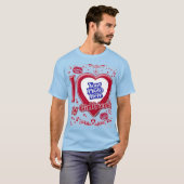 T-shirt I Love My Girlfriend Photo Red Hearts Light Blue (Devant entier)