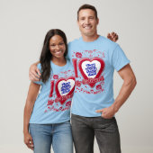 T-shirt I Love My Girlfriend Photo Red Hearts Light Blue (Unisexe)