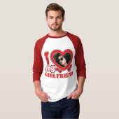 T-shirt I Love My Girlfriend Photo Texte personnalisé (Devant entier)