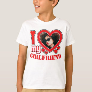 T-shirt I Love My Girlfriend Photo Texte personnalisé