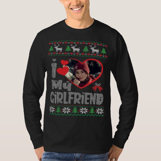 T-shirt I Love My Girlfriend Photo Vilain Chandail de Noël (Devant)