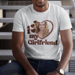T-shirt I Love My Girlfriend Pink Brown Photo<br><div class="desc">Looking for a unique and romantic gift? Look no further than this custom I Love My Girlfriend photo shirt! Simply upload a photo of yourself, and we will print it onto a shirt for you. This shirt is perfect for anniversaries, Valentine's Day, or any other special occasion. Order yours today!...</div>