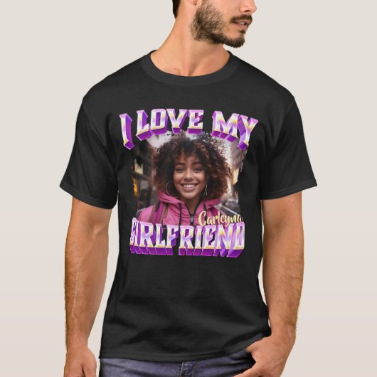 T-shirt I Love My Girlfriend Purple Bootleg Rapper Photo (Devant)