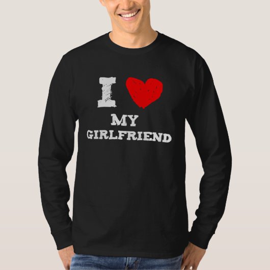 T-shirt I love my girlfriend red heart girlfriend (Devant)