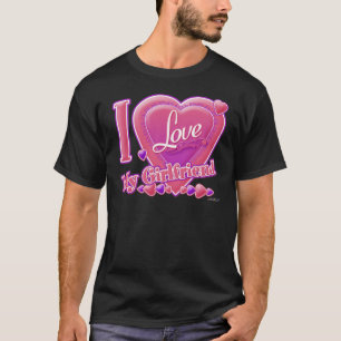 T-shirt I Love My Girlfriend rose/violet - coeurs