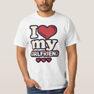T-shirt I Love My Girlfriend Shirt - Retro Bubble Heart