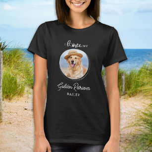T-shirt I Love My Golden Retriever Custom Pet Dog Photo
