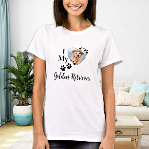 T-shirt I Love My Golden Retriever mignon Coeur Chien Phot