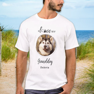 T-shirt I Love My Granddog Grand-père Personnalisé Animaux