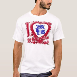 T-shirt I Love My Grandson coeur rouge - photo