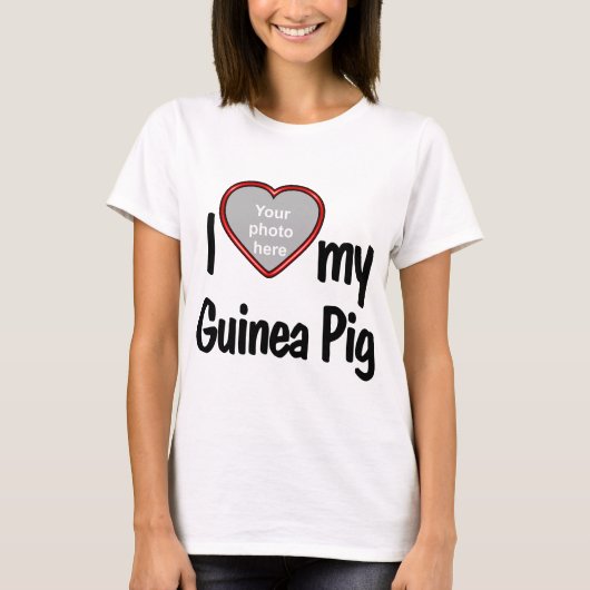 T-shirt I Love My Guinea Pig - Joli cadre photo de coeur r (Devant)