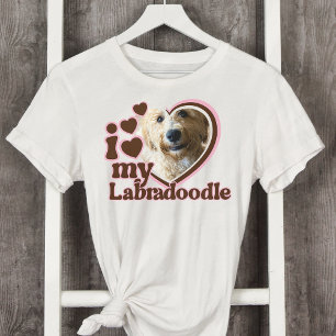 T-shirt I Love My Labradoodle Custom Pink Heart Photo