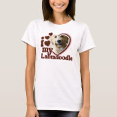 T-shirt I Love My Labradoodle Custom Pink Heart Photo (Devant)